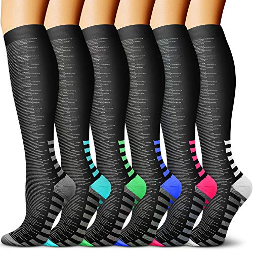CHARMKING Compression Socks 15-20 mmHg is Best Graduated Athletic & Daily for Men & Women Running, Travel, Nurses (10 Black, Small/Medium (US Women 5.5-8.5/US Men 5-9))