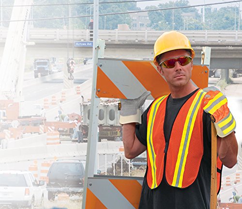 Mcr Safety V201R Polyester Mesh General Purpose Safety Vest With 2-Inch Lime/Silver Reflective Stripe, Fluorescent Orange #TOP1