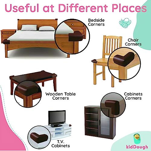 Image of KidDough Baby Proofing Corner Guards, Corner Protector for Sharp Edges, Table Corner Protector for Baby Safety (L Shape Brown)