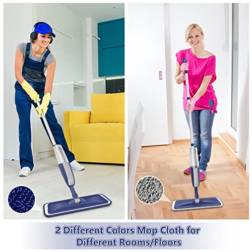 Microfibre Spray Mops for Floor Cleaning - MEXERRIS Wood Floor Mop with Spray 4x Reusable Washable Pads Dust Wet Dry Mops with 2x Bottles, Flat Mop for Wood Hardwood Laminate Tiles - Image 5