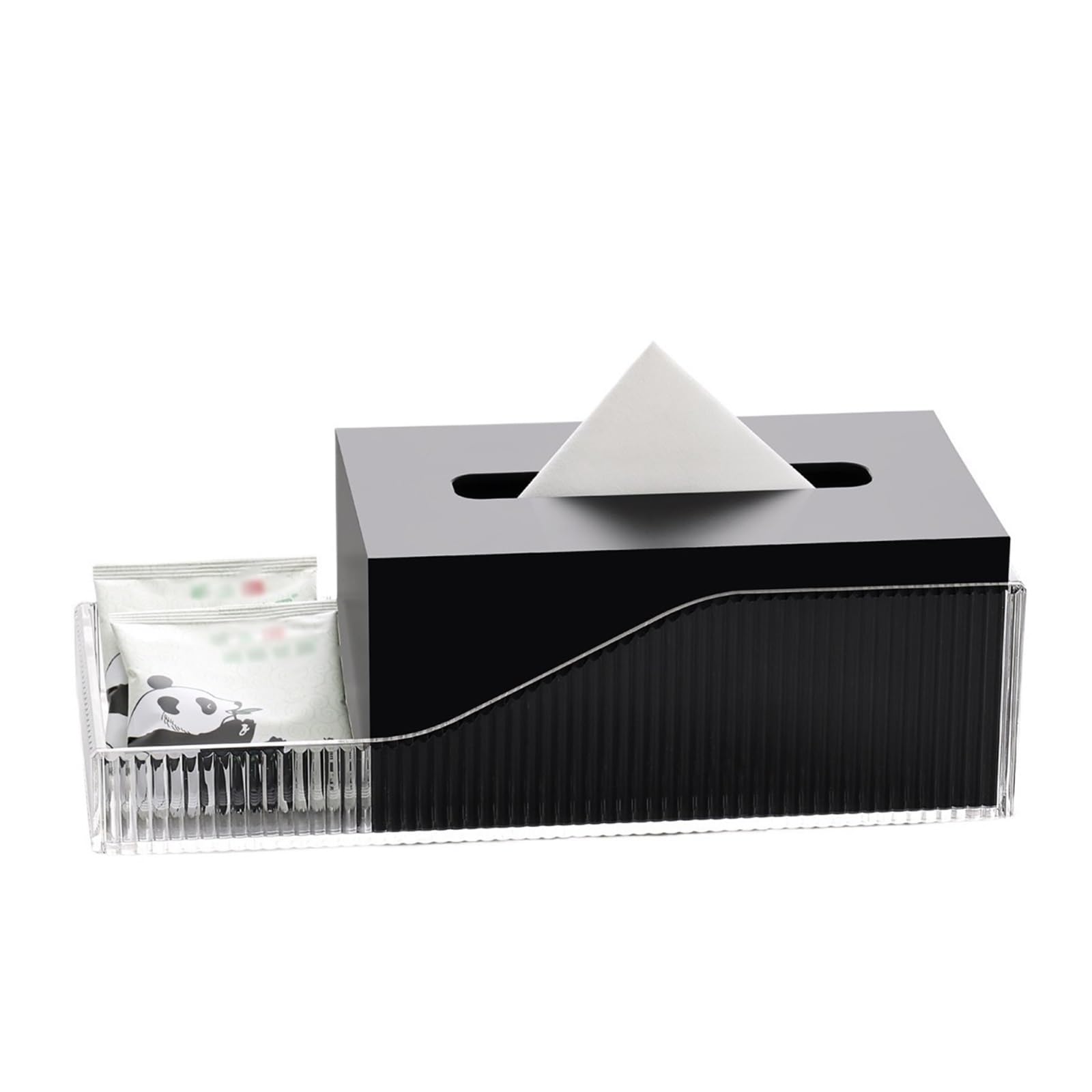 Tissue Case Creative Living Room Napkin Facial Dispenser Restaurant Multifunctional Acrylic Storage Tissue Box Tissue Dispenser(Black)