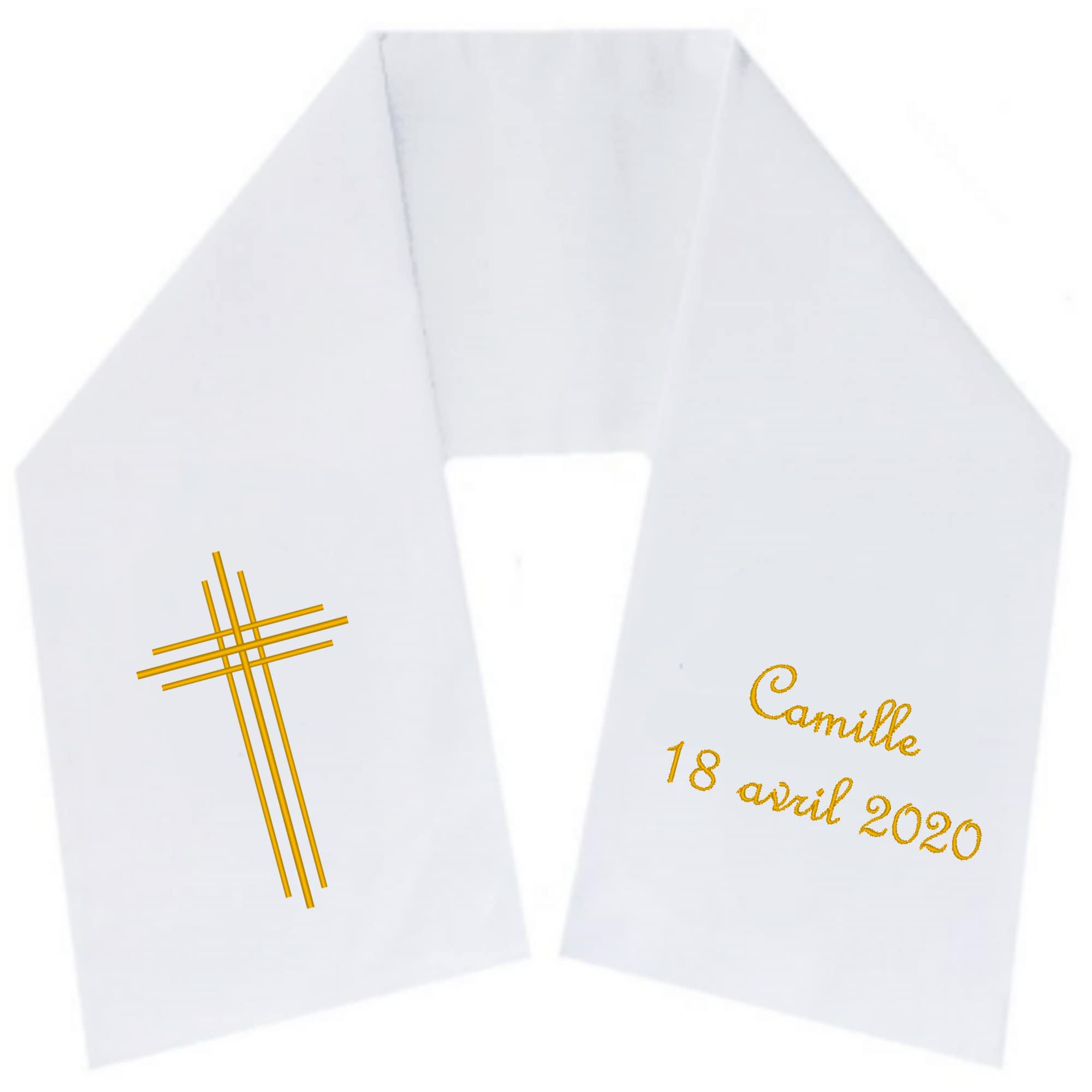 Générique Écharpe de Baptême Personnalisée Brodée avec Prénom et Date - 100 Modèles - Cadeau Bébé en Coton - Merveilleux Souvenir