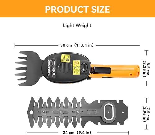 Miniatura 3 de Hoteche Cortadora de césped inalámbrica y cortasetos 2 en 1 de mano 7.2V recargable eléctrica para arbustos