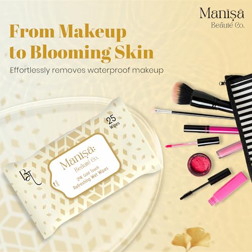 Image of Co. 24K Gold Touch Refreshing Wipes | Alcohol-Free, Vegan Makeup Remover | Paraben-Free & Cruelty-Free Facial Wipes for Sensitive Skin - 300 Wipes (Pack of 12)