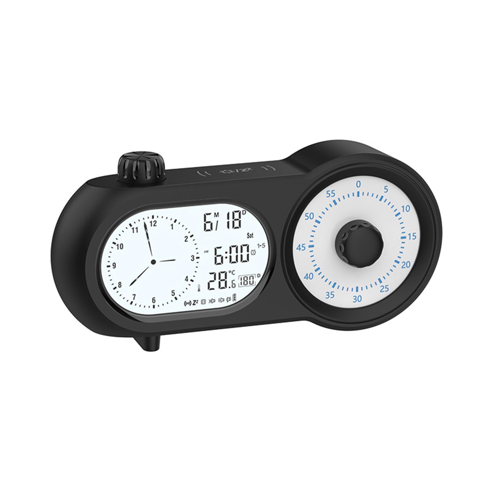Yixannx Black Start Day Right With Dual Screen Digital Timer Alarm Clock,