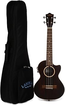 Lanikai ZR-CET 4 String Ukulele, Tenor Ziricote Ukulele with Cutaway and Fishman Kula Electronics