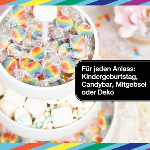 FOOD crew Regenbogen Rocks Bonbons 500g - Bunte Regenbogen Süßigkeiten - Vegan mit Natürlichen Aroma & Farbstoffe - Ideal für Candy Bar Kindergeburtstag Einschulung oder Tischdeko Regenbogen