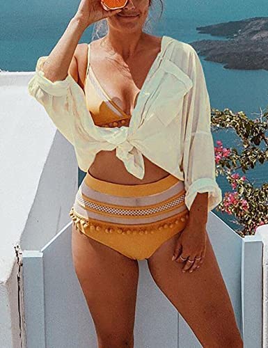 Image of Bsubseach Women Long Sleeve Beach Shirt Blouses Bathing Suit Cover Up Button Down Collar