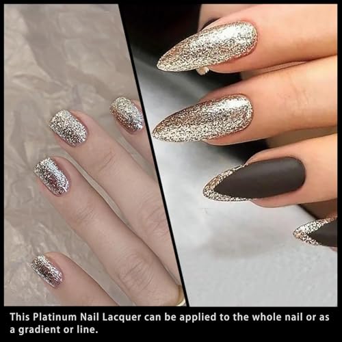 Esmalte de uñas con purpurina platino chrome set 2 miniatura 4