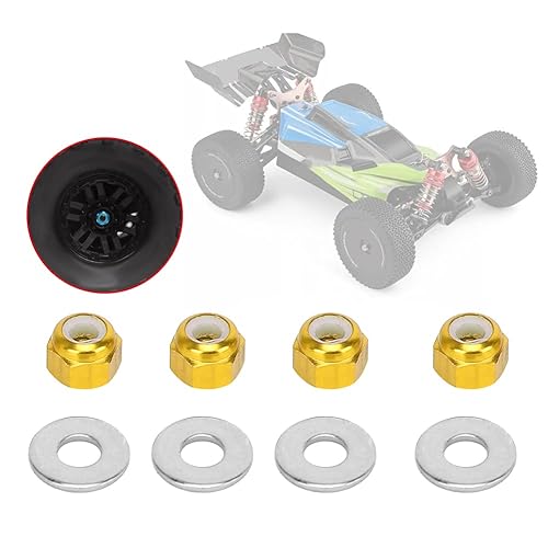 Miniatura 7 de Tuercas de rueda RC, tuercas de rueda de automóvil RC de aluminio de 0.197 in, tuercas de rueda RC tuerca de bloqueo hexagonal con junta para Wltoys