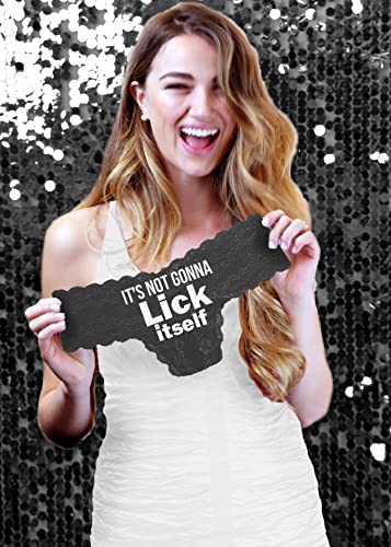 Funny Sayings Panties - Set Of 2: White Lick Itself Black Lace Thong & White Spank Itself Peony Pink Lace Boyshort Panty - Gifts For Girlfriend - Medium 2Pc(Wht Spk/Lk) Pny/Blk/Med #TOP3