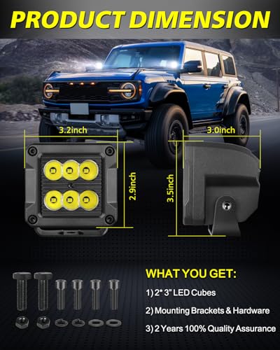 Image of 3 Inch LED Pods 120W CREE LED Cubes 3x3 Offroad Driving Lights | Focus Spot Beam, High Intensity CREE LEDs Square LED Cube Lights Ditch Lights Headlight for Truck Motorcycle Pickup UTV ATV