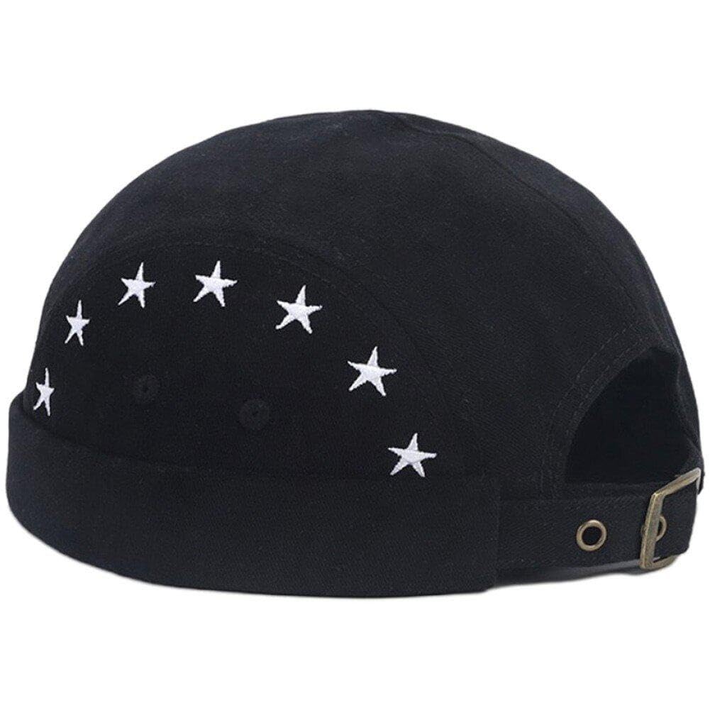 Berretto Senza Tesa Uomo Berretto Docker Pentagramma Ricamo Cappello Senza Tesa Modello Stella Berretto Marinaio Berretto personalità Cappello Hip Costome Accessorio