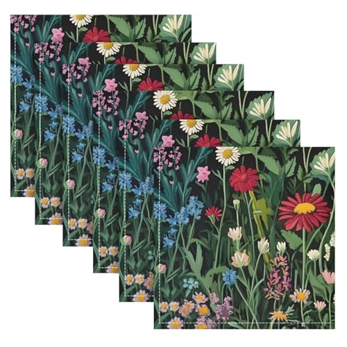 Servilletas de Tela Qilmy Wildflowers Negra Set x6 miniatura 6