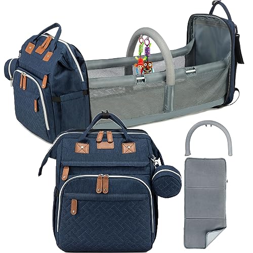 Image of REPIG Diaper Bag Backpack, Multifunction Baby Diaper Backpack with Changing pad & Stroller Straps & Pacifier Case, Waterproof Travel Nappy Bags, Blue