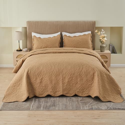 Image of Kingnex Oversized King Bedspreads 128x120 Khaki