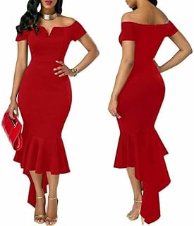 فستان نسائى بودى كون دون اكتاف لون احمر