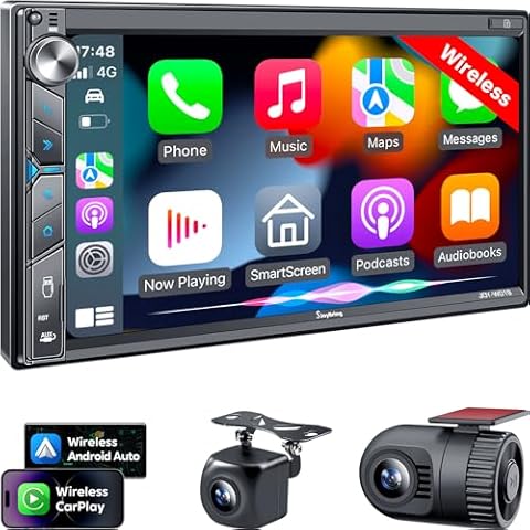 SJOYBRING Wireless Double Din Car Stereo Cover