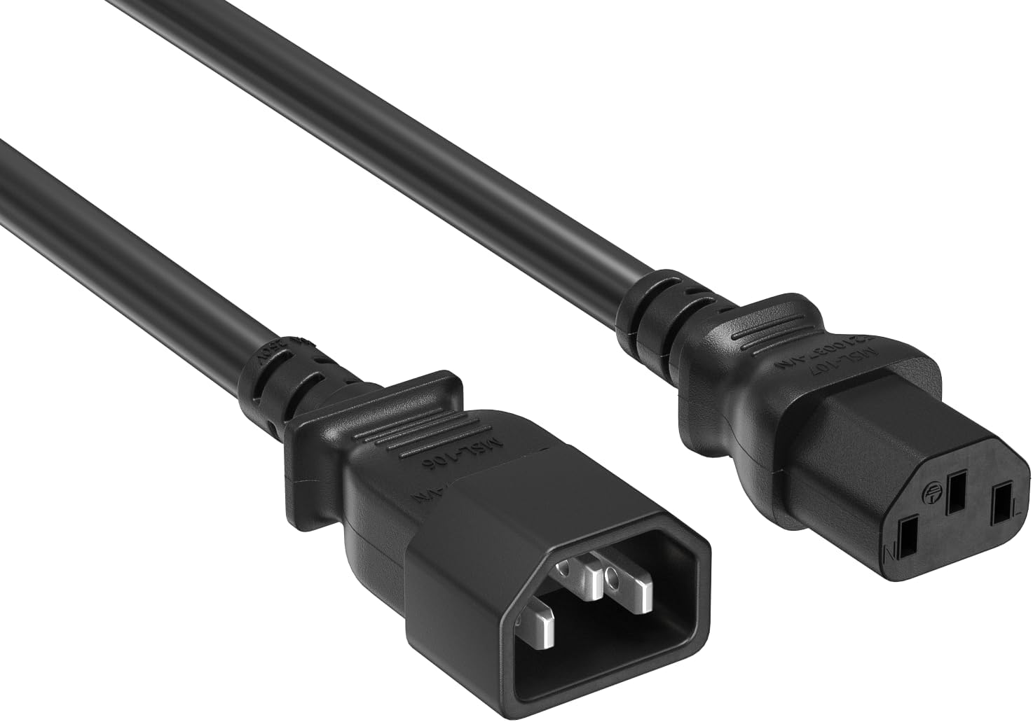 Cable Leader 3ft IEC-320 C13 to C14 Heavy-Duty Power Extension Cord 14 AWG 15A/250V SJT, Black