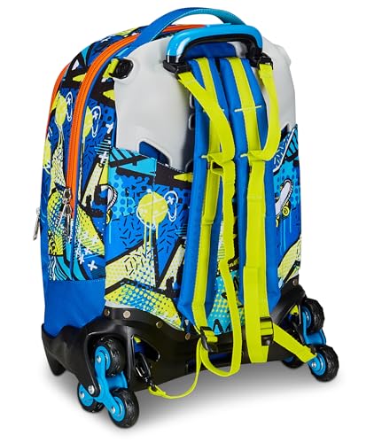Sj Gang Style Jam Gang Trolley Scuola Jack 3 Ruote, Blu, Sphere Full Boy, 3 In 1, Triplo Uso, Zaino Con Carrello Sganciabile, Tasca Porta Borraccia E Crossover System, Scuola Viaggio, Bambino Ragazzo - 7