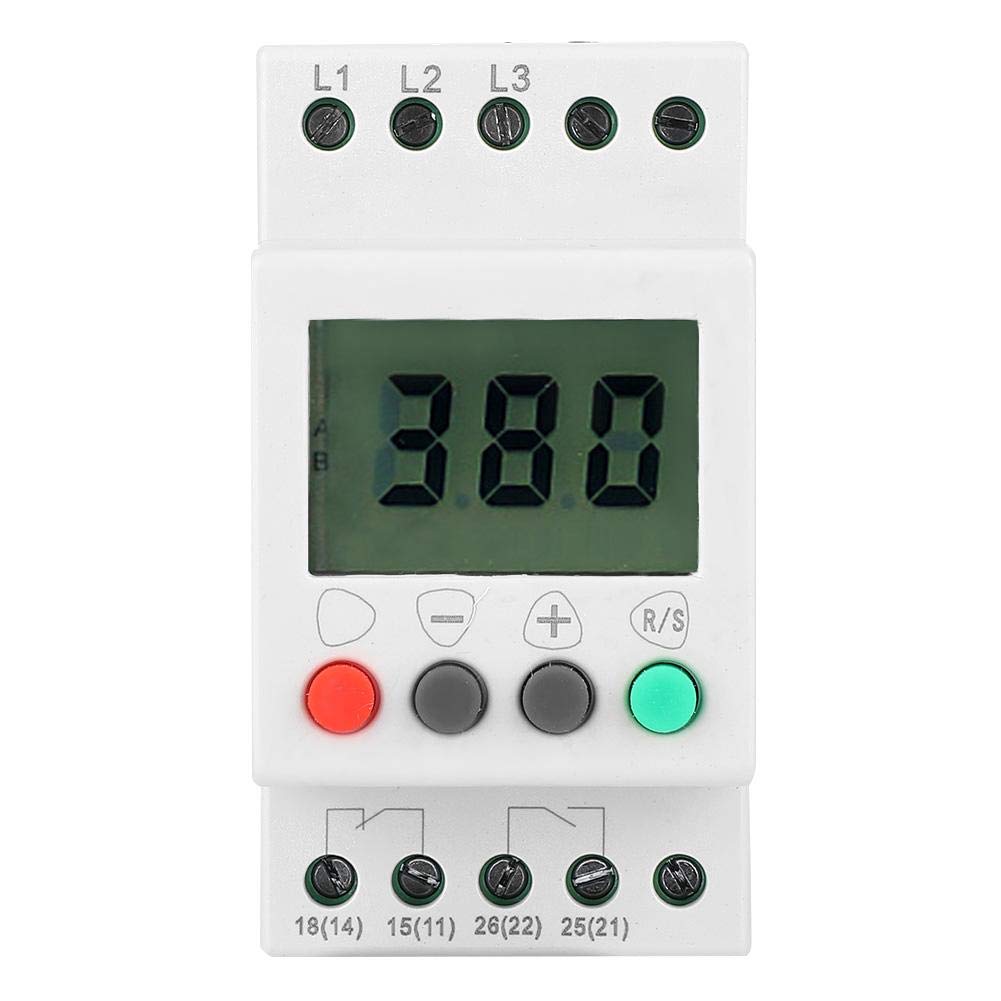 Phase Sequence Protector, DFY-5 LCD Display 3 Phase Voltage Monitor Relay 300-500VAC 50Hz Under Over Voltage Protection Relay for Motor Fan Pump