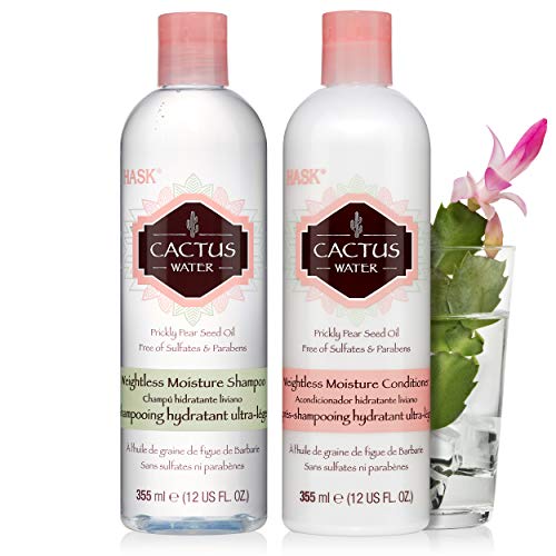 HASK CACTUS WATER Weightless Moisture Shampoo + Conditioner Set for All Hair Types, Color Safe, Gluten-Free, Sulfate-Free, Paraben-Free, Cruelty-Free - 1 Shampoo and 1 Conditioner