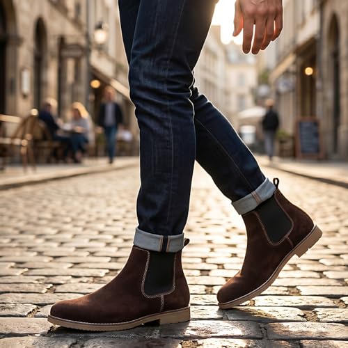 Image of Kraasa Men's Chelsea Boots for Men, Premium Vegan Leather, Fashion Ankle, Modern Casual, Smart Casual & Formal Footwear