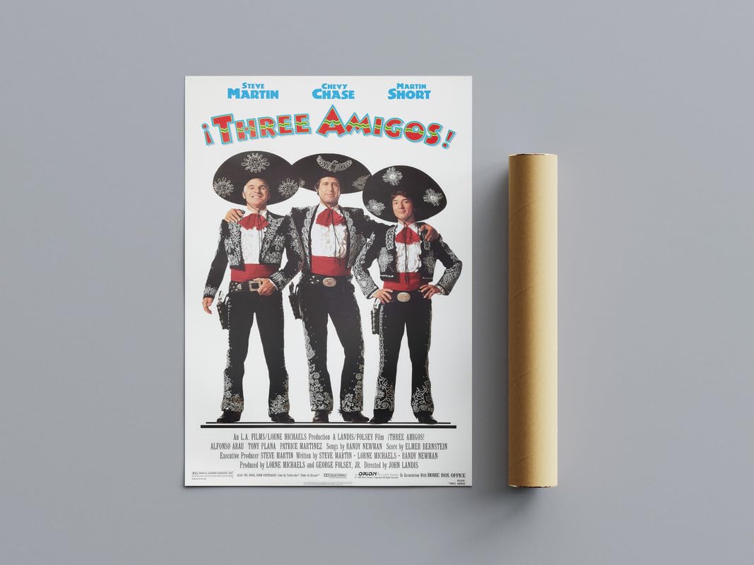 Pixie Posters Multi Colour Classic Nostalgic Movie Posters Three Amigos Wall Art (A4 Size 21Cmx29.7cm)