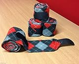  Cwell Equine Fleece-Bandagen für Pferde/Cob/Pony, 10 cm breit, 3 m, Schwarz/Rot kariert