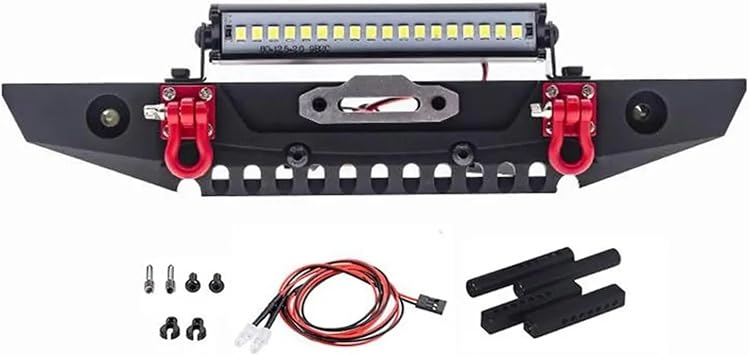 Metal Front Bumper with LED Light for 1/10 RC Crawler Car Trx4 TRX-4 for Defender for Bronco Axial SCX10 90046 90047 Upgrade Parts