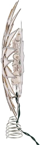 Miniatura 5 de Kurt Adler Sunburst Capiz - Árbol iluminado de 9 pulgadas con acabado plateado brillante