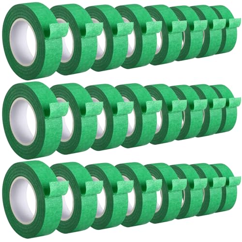 Image of Gilprop 25 Rolls Green Painters Tape Green Masking Tape Bulk 0.7 Inch x 22 Yard (550 Total Yards) Adhesive Masking Scribing Painting Supplies for Walls Home DIY Artist Craft Arts