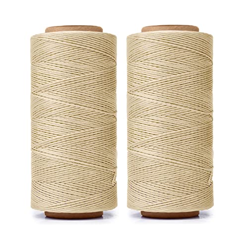 Hilo encerado beige para coser cuero 568 yardas 2 piezas miniatura 1