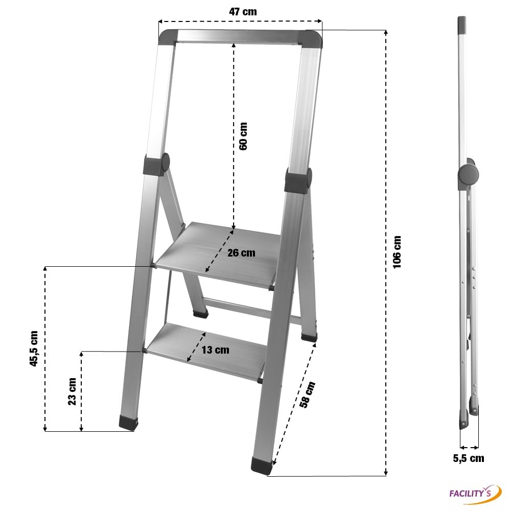 Marchepied 2 marches alu Pro Extra-Slim Gris