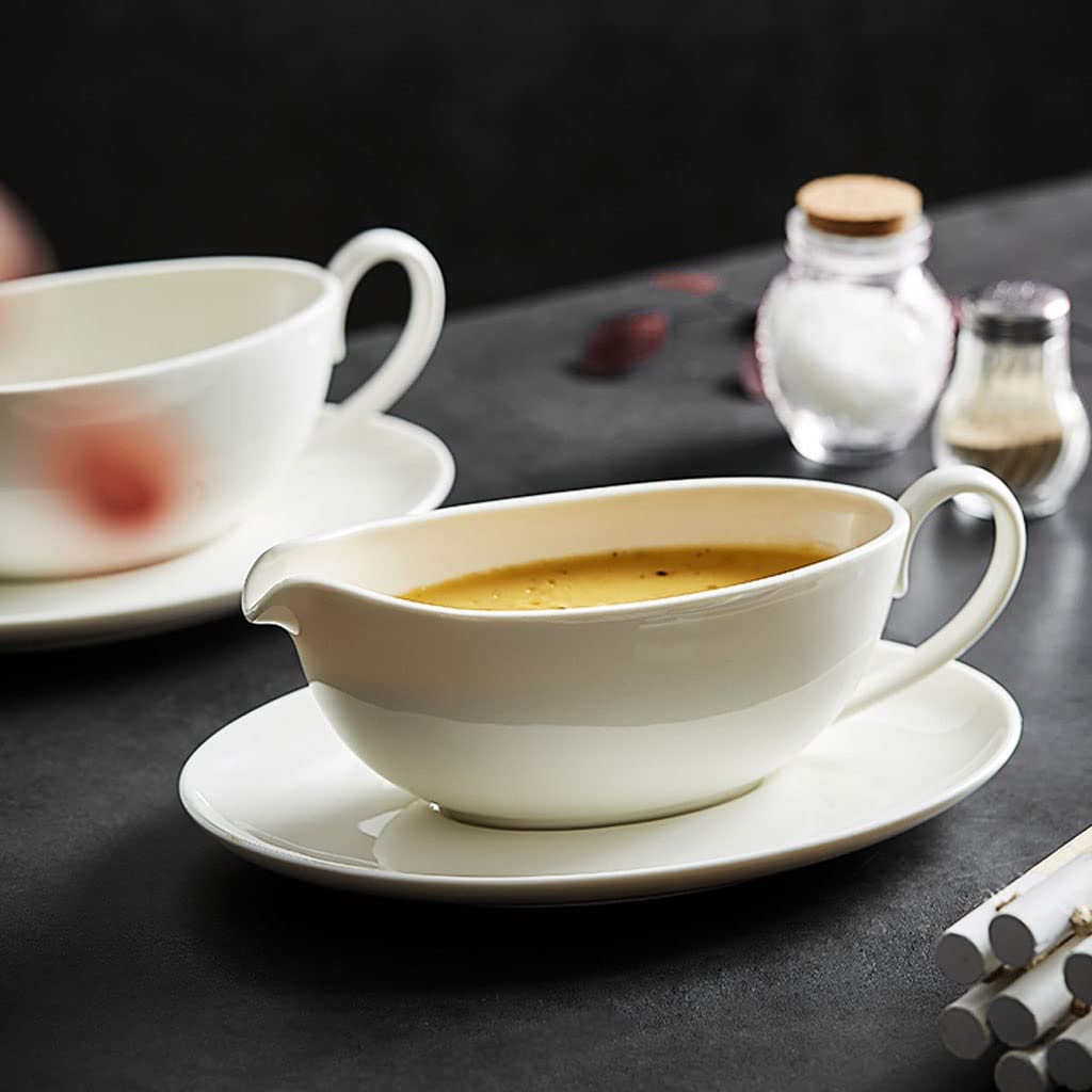 Barca per salsa di sugo facile da versare Secchio di succo di ceramica bianca della barca di sugo con piastra western tableware bistecca salsa cottura brocca di latte brocca di latte brocca di latte b