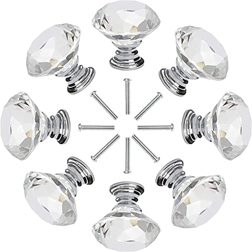 Tiradores Dproptel, de 10 x 30 mm, de acrílico transparente, con corte de diamante, con tornillo, para puerta, armario de cocina, cajón, para decoración del hogar Cover