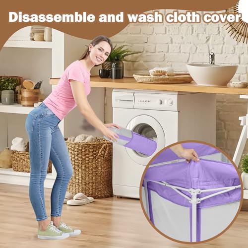 Image of Foldable Playpen 50x50, Foldable Ultra-Portable Baby Playpen, Instantly Deployed in Three Seconds, Safe Baby Playard with Soft Breathable Mesh, Perfect Activity Center for Baby's Play, Lavender