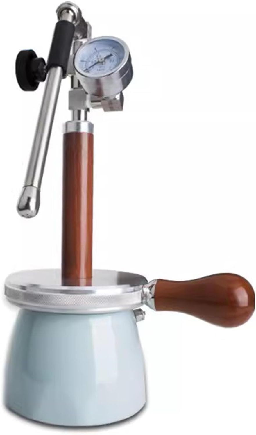 Milk Frother and Steamer, 450 Ml Kettle, with 3-Hole Nozzle and Air Pressure Gauge, Open Flame and Electric Ceramic Stove Hob Heating(B)
