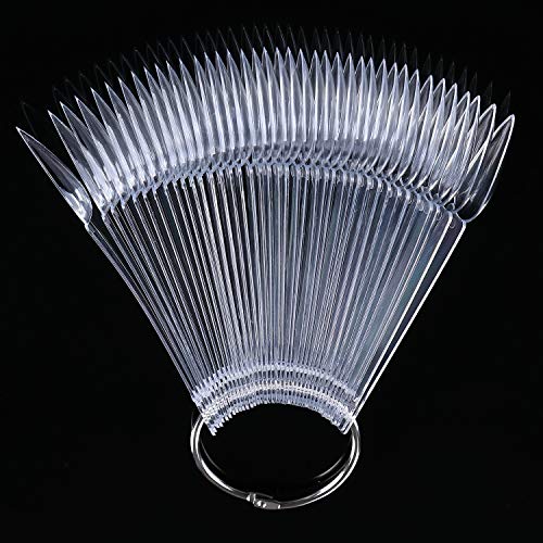 Vcedas Nail Tip Sticks Clear Stiletto Sample Tips 40 PCS Fan Shaped Nail Art Display Polish Board for DIY Practice (Clear)