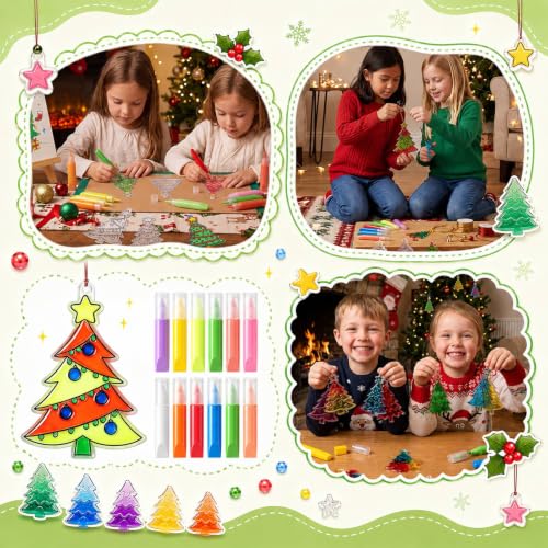 Blueweenly 36 Sets Christmas Tree Suncatchers Painting Craft Kit for Kids by Blueweenly - Used condition - Image 7
