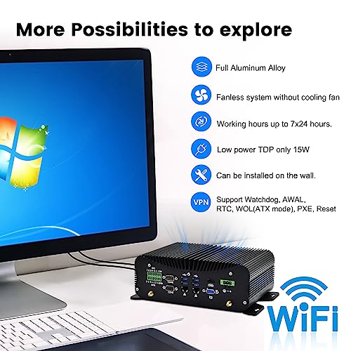 Industrial Fanless Mini PC Intel i7 1165G7 Windows 11, No DDR4 No SSD, 8 x USB, 6X COM, HDMI, VGA, 14 x GPIO, 2*i225-V B3 2.5G RJ45 LANs – Bild 7