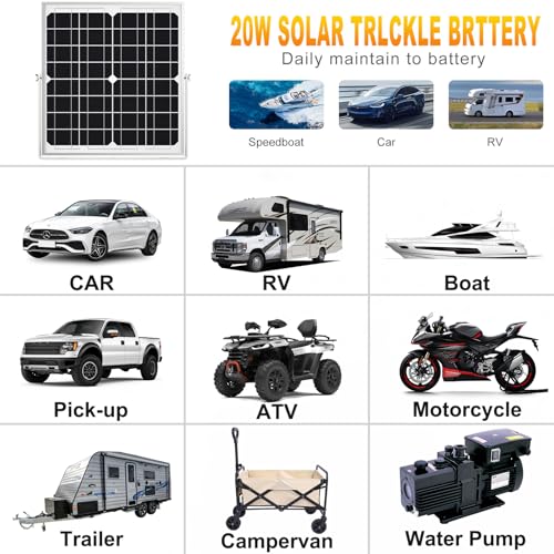 SOLPERK Solar Panel Kit 20W 12V, Waterproof Solar Battery Trickle Charger Maintainer + Smart MPPT Controller + Adjustable Mount Bracket for Boat Car RV Motorcycle Marine Automotive by SOLPERK - Image 6