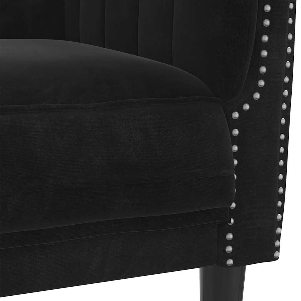 vidaXL Sofa 3-osobowa, czarna, tapicerowana aksamitem