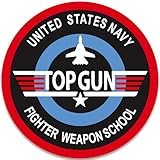 Round US Navy Top Gun Logo Sticker (Naval Sailor Officer Vinyl Decal for car Truck Plane or Cooler (5 inch) USN Licensed