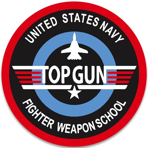 Image of Round US Navy Top Gun Logo Sticker (Naval Sailor Officer Vinyl Decal for car Truck Plane or Cooler (5 inch) USN Licensed