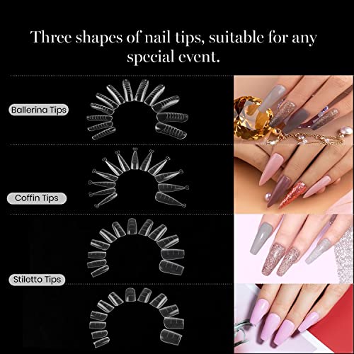 Beetles Poly Extension Gel Dual Nail Form - 144 Pcs Builder Nail Gel Flat Stiletto Nail Molds Coffin False Nail Tips For Gel Manicure Nail Art Design Salon Diy At Home #TOP2