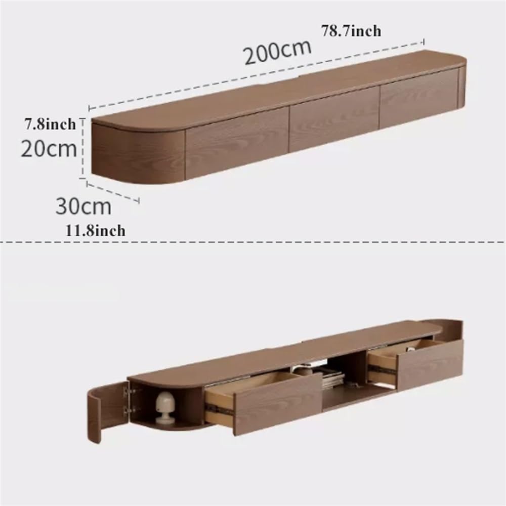 78,7"/86,6'' Schwebender TV-Ständer mit LED-Licht, Wandmontierter schwebender TV-Ständer, Entertainment-Media-Center(Small)