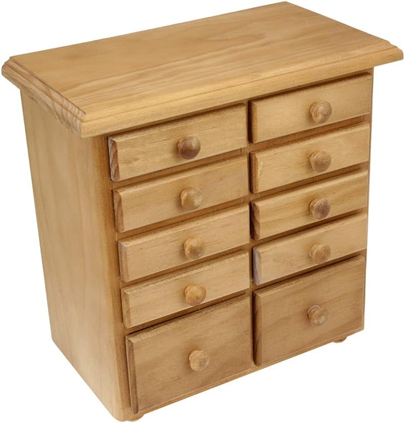 Renovators Supply Manufacturing Kitchen Spice Cabinet Drawer Organizer Small Pine Wooden Chest 10" Drawers