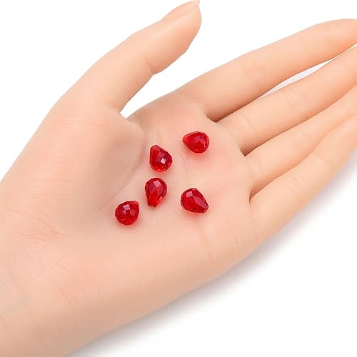 Miniatura 2 de 24 cuentas de cristal sueltas de lágrima facetada de Adabele austriaco de 0.394 pulgadas, color rojo siam, compatibles con 5500 cristales de