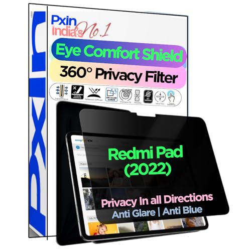 Image of PxIn Tablet Privacy Screen Guard compatible with Redmi Pad (2022) | No.1 | Anti Glare | Anti Blue Light | Anti UV | 4 Way Privacy Filter | 360 Privacy | Eye Protect